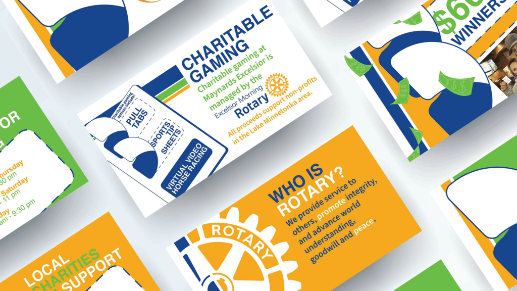 Mockups of presentation slides for Excelsior Rotary Club.