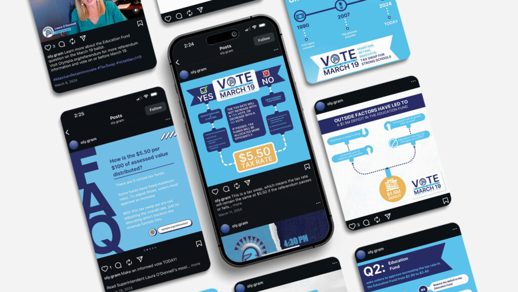 Mockups of social media posts for Olympia School District.