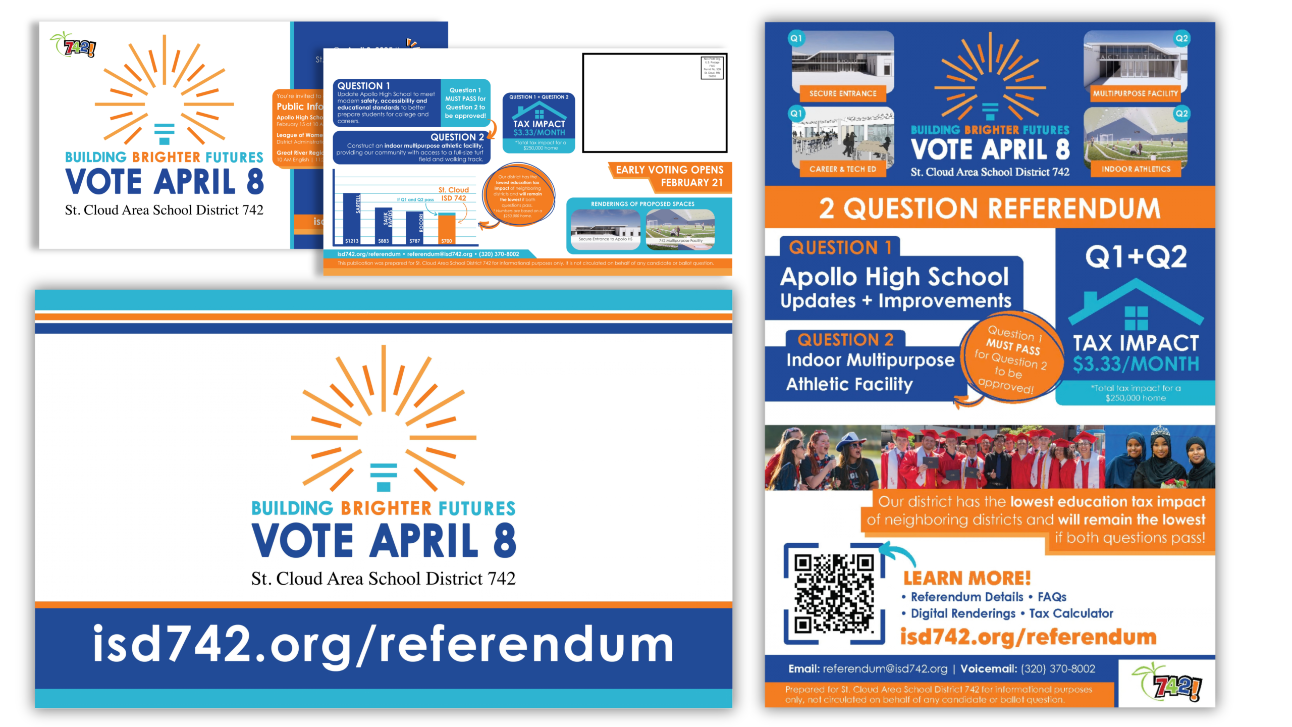 Collage of various St. Cloud referendum materials